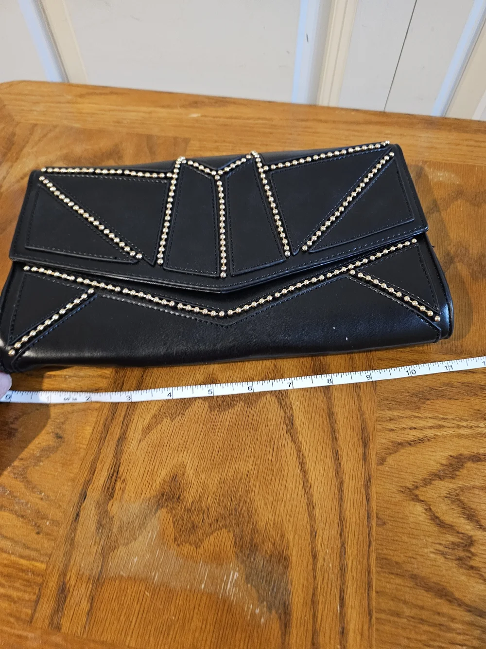 Studded Geometric Black Clutch - Nila Anthony